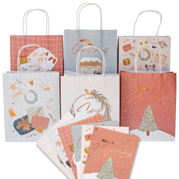 6 goldfolierte Geschenktüten – Eisblau